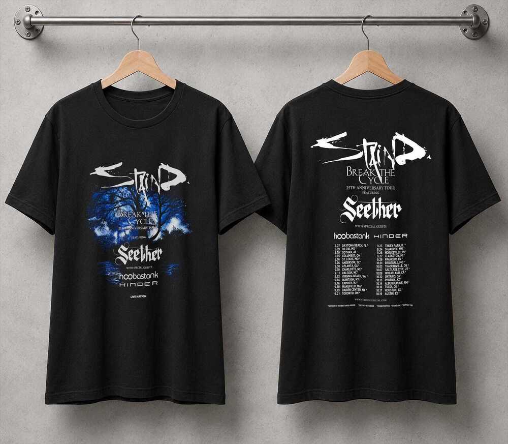 Staind Break The Cycle 25th Anniversary Tour Tee 2 Sided